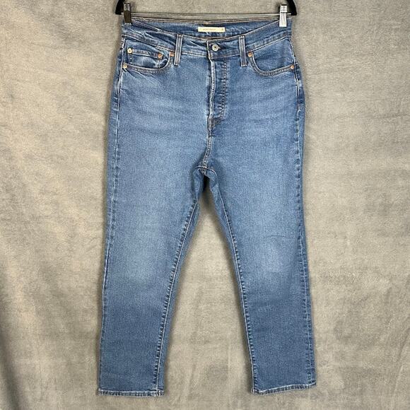 Levis Jeans Womens 31 Blue Wedgie Straight Button Fly Stretch Pockets High Rise - Picture 1 of 14